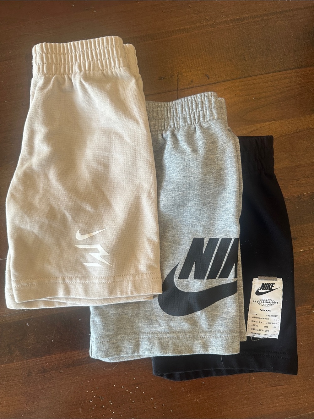 Nike Kids 3-Pack Active Shorts in Beige, Gray & Black